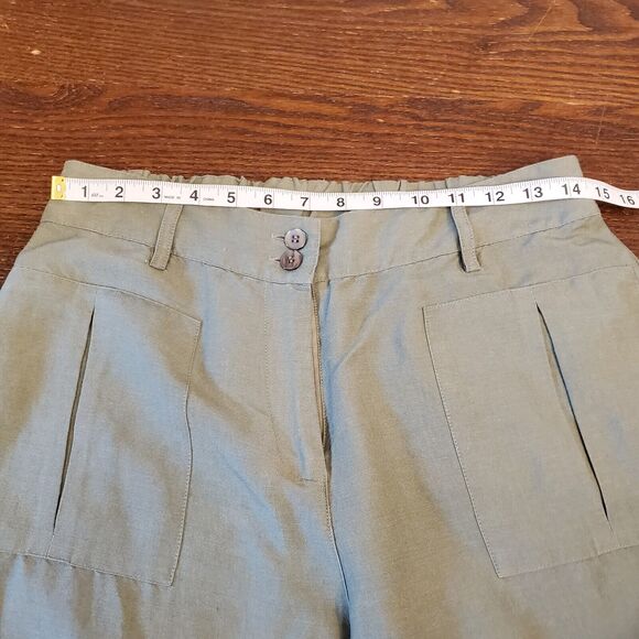 Contact Women’s Capri Rami- Rayon Blend M Army Green Wide Leg Minimalist Neutral - Picture 8 of 16